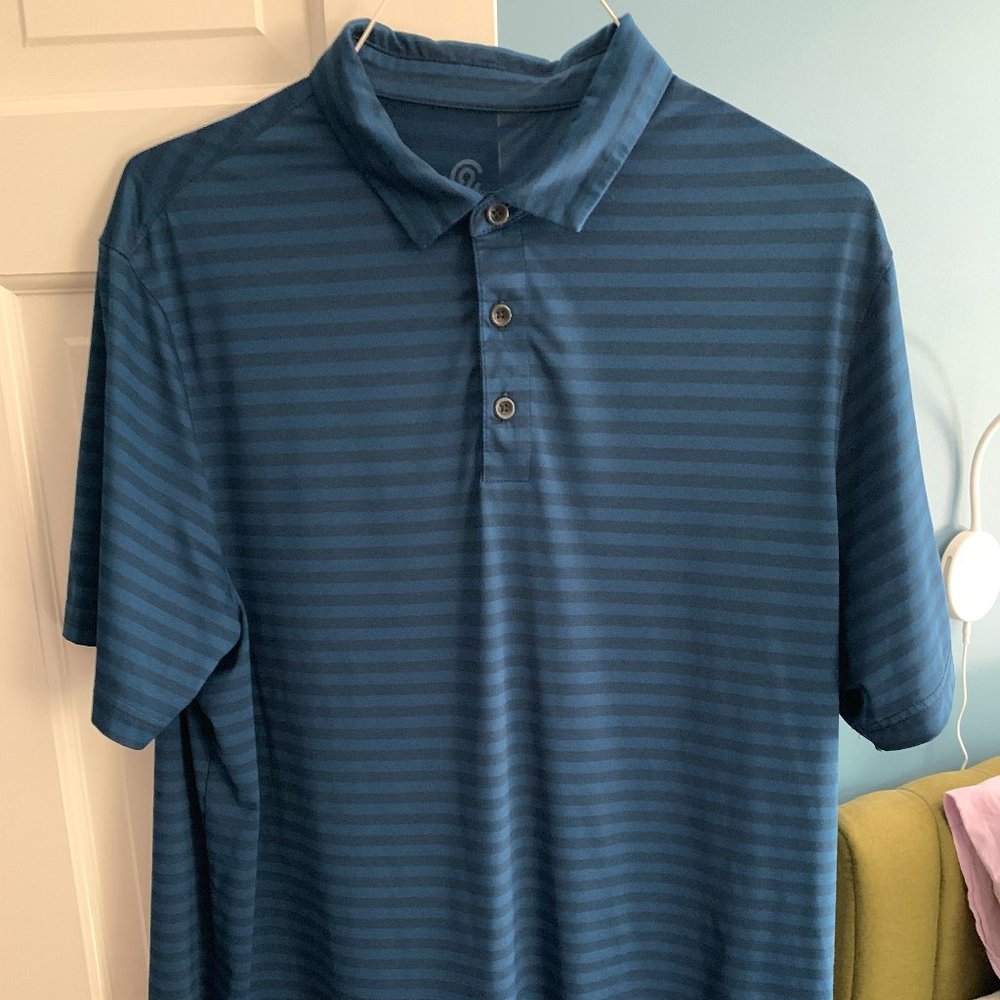 Champion Golf polo - Blue Striped Men's XL